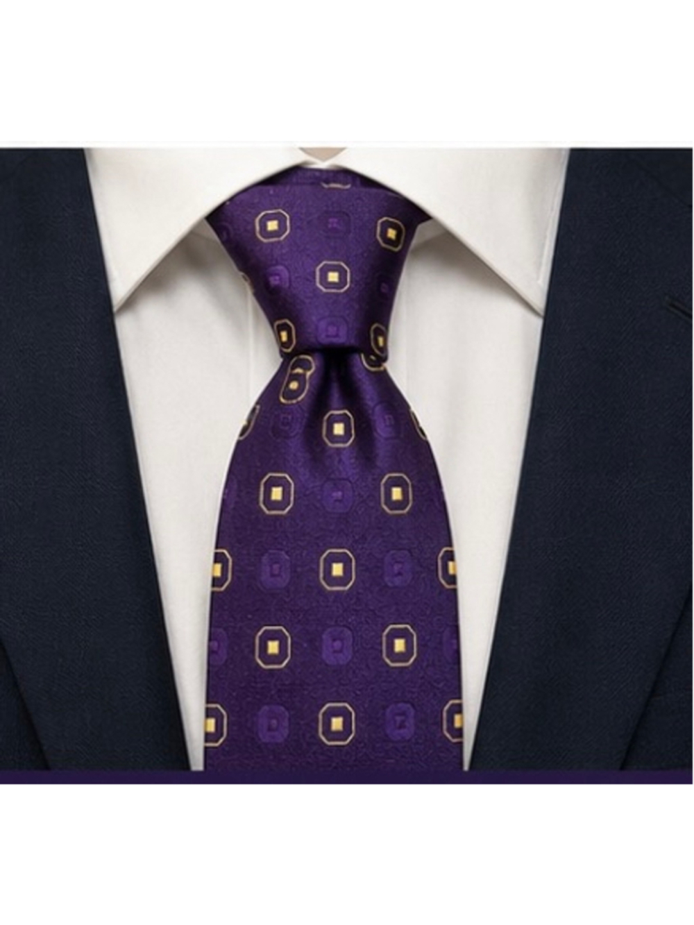 Men's Charvet Silk Tie Purple Gold Geometric Pattern New Luxury Never Worn!